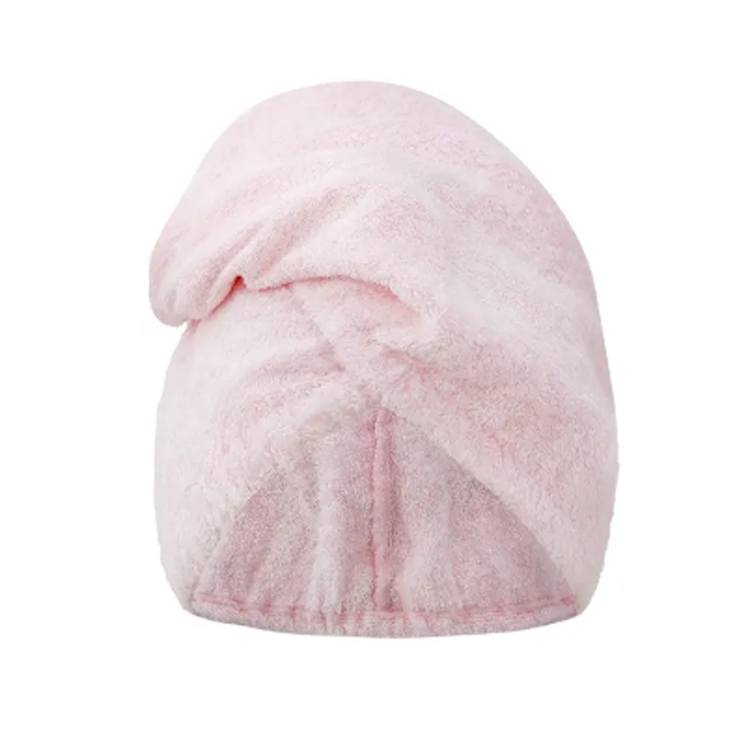Toalla de envoltura de turbante para el cabello de microfibra de bambú rosa absorbente