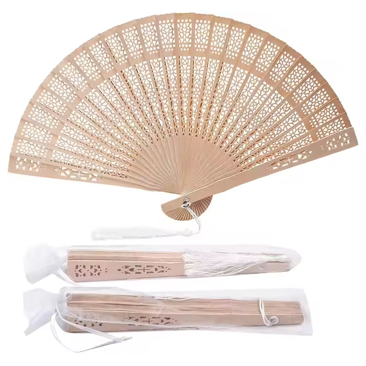 Abanico de mano de madera plegable de regalo de cumpleaños vintage de bambú