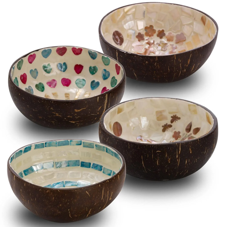 Coconut Bowl con incrustación de madre de perlas para la decoración del hogar