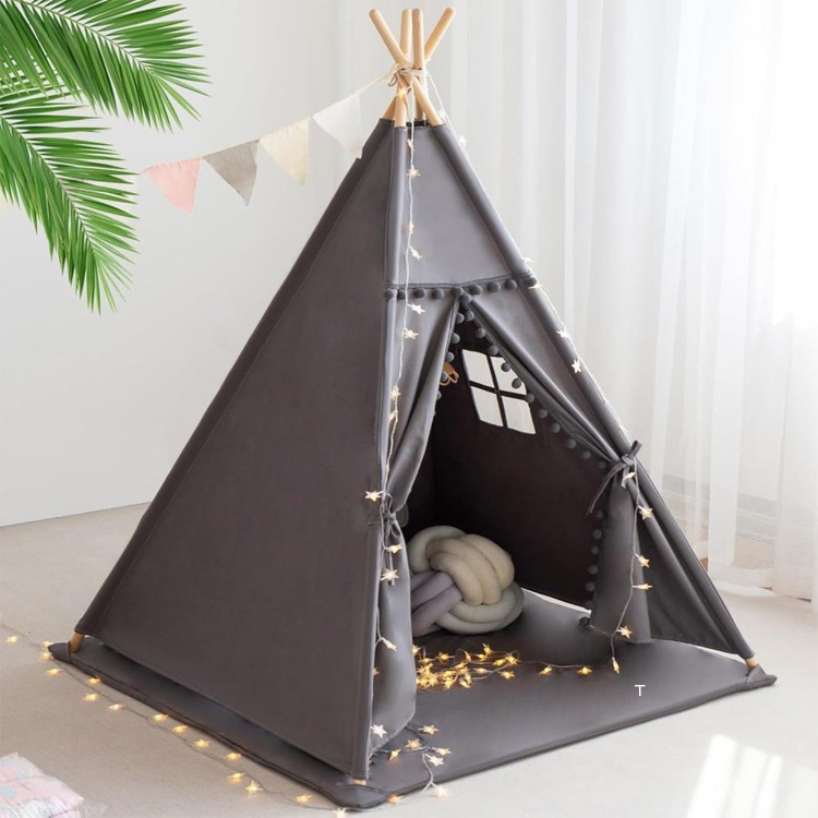 Lona de algodón Playhouse niños tienda tipi para niños con estera