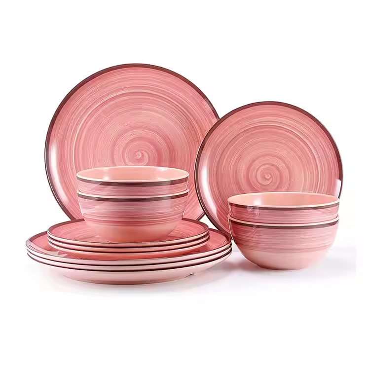 Melamina personalizada 4 reutilizable 12 piezas de mesa de vajilla de melamina