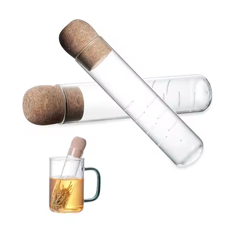 Diseño de forma de tubo de borosilicato Infusor de té de vidrio