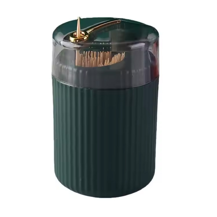 Dispensador Caja de almacenamiento tipo empuje Soporte para recipiente para palillos de dientes