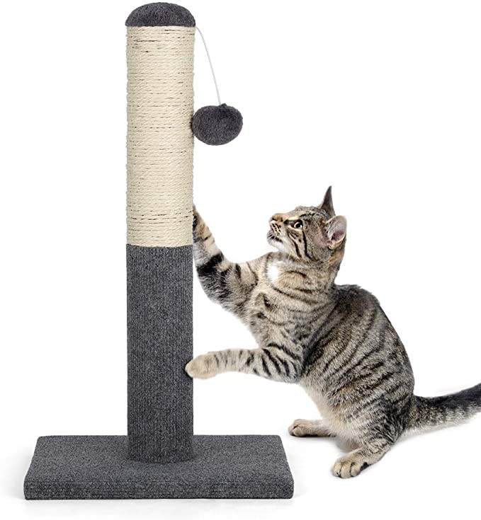 Poste rascador duradero para gatos Sisal Kitty con bola colgante