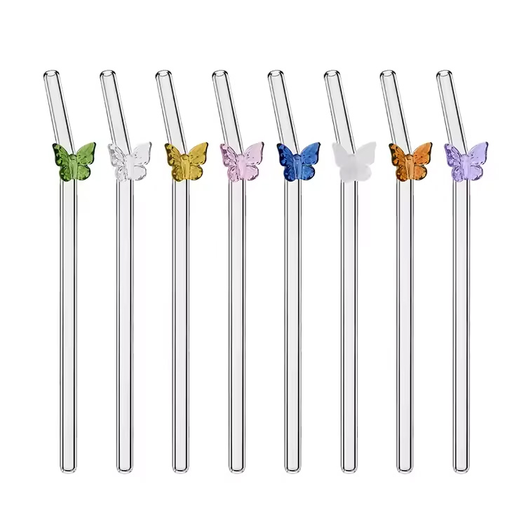 Glass de flor de mariposa multicolores ecológica con vidrio retorcido