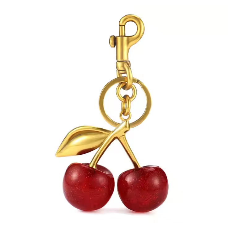 Fashion 3d Crystal Red Cherry Summer Cadena de llave