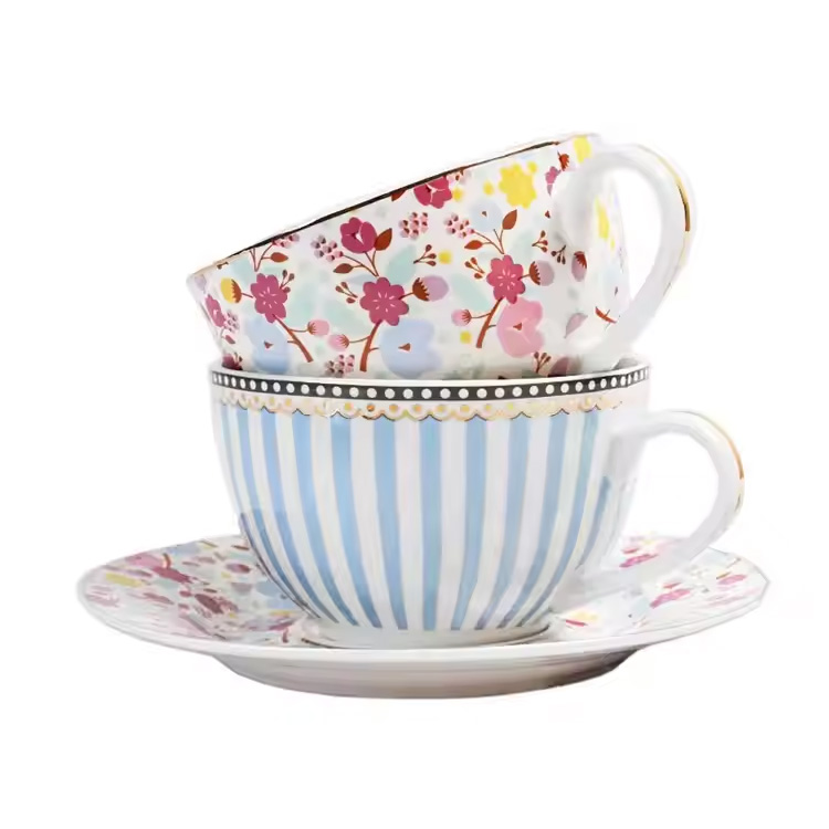 Estilo de flores Café de cerámica de cerámica de huesos personalizados