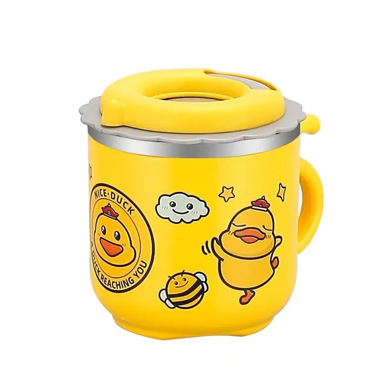 Food Safe Straw Lindo Copa de Niños para niños de prueba de fugas de pato amarillo