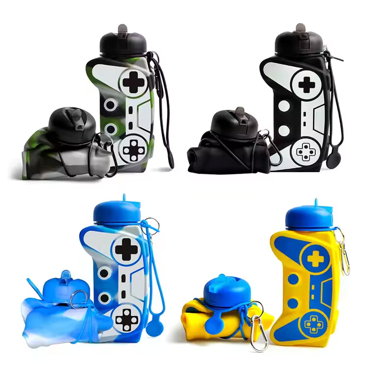 Botellas de agua de silicona plegables gratis Forma de juego de diseño nuevo