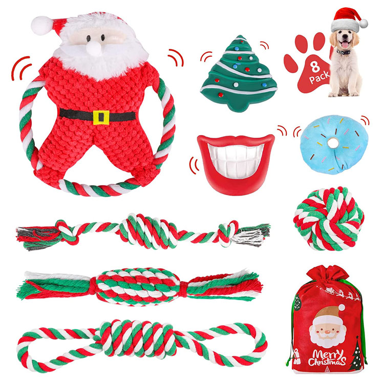 Divertido juguete interactivo para perros de Navidad para masticar chirriantes