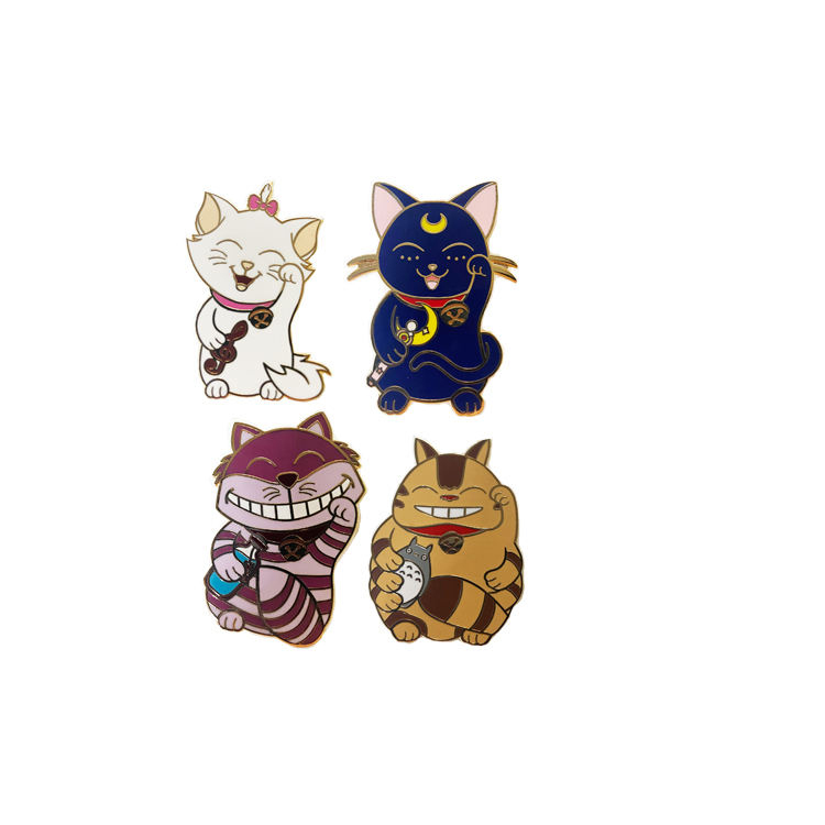 Pin duro plateado oro de la solapa del metal del imán de la historieta del esmalte del regalo