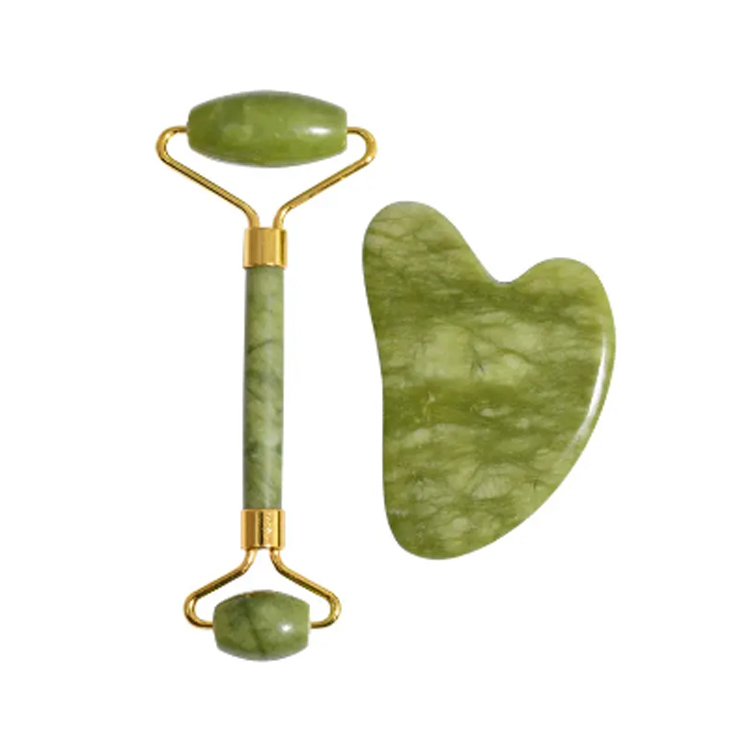 Masajeador facial de alta calidad Gua Sha Green Jade Roller