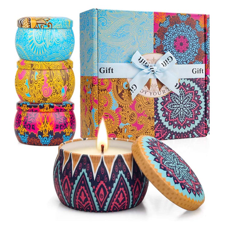 Set de regalo de velas aromáticas de cera de soja para mujer