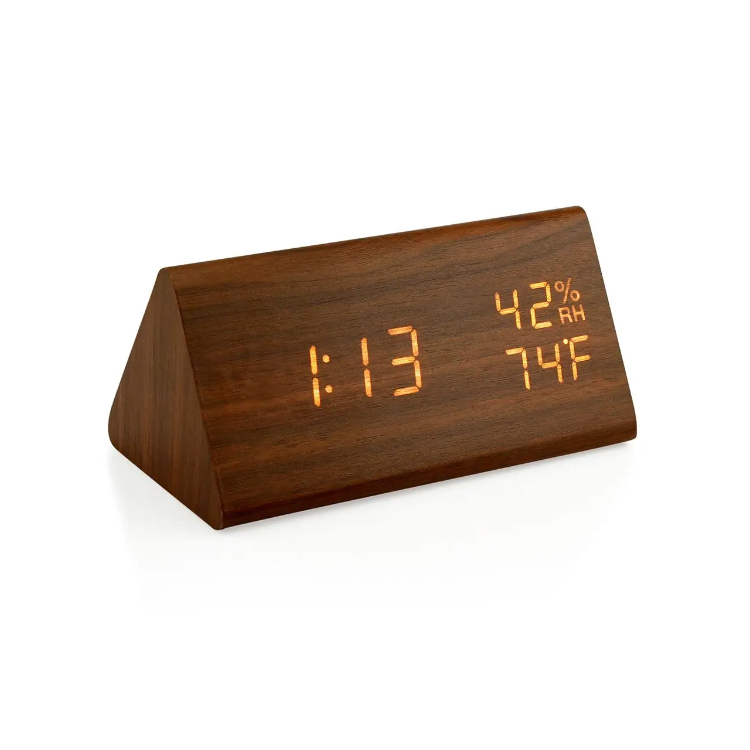 Cubo de decoración del hogar Clock de LED digital de madera portátil portátil