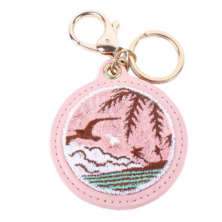 Key Ring Pink Island Scayery Bordery Bordery Keychain