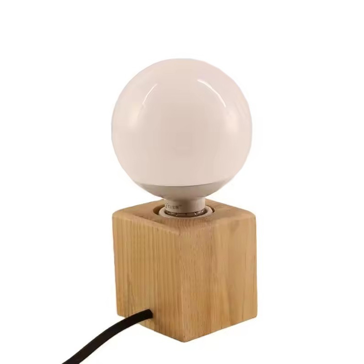 Lámpara de escritorio con bombilla de lectura de mesa de madera Edison Vintage Led