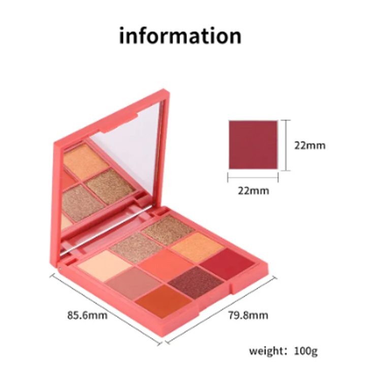 Maquillaje brillo mate 9 color sombra de ojos cuadrada paleta