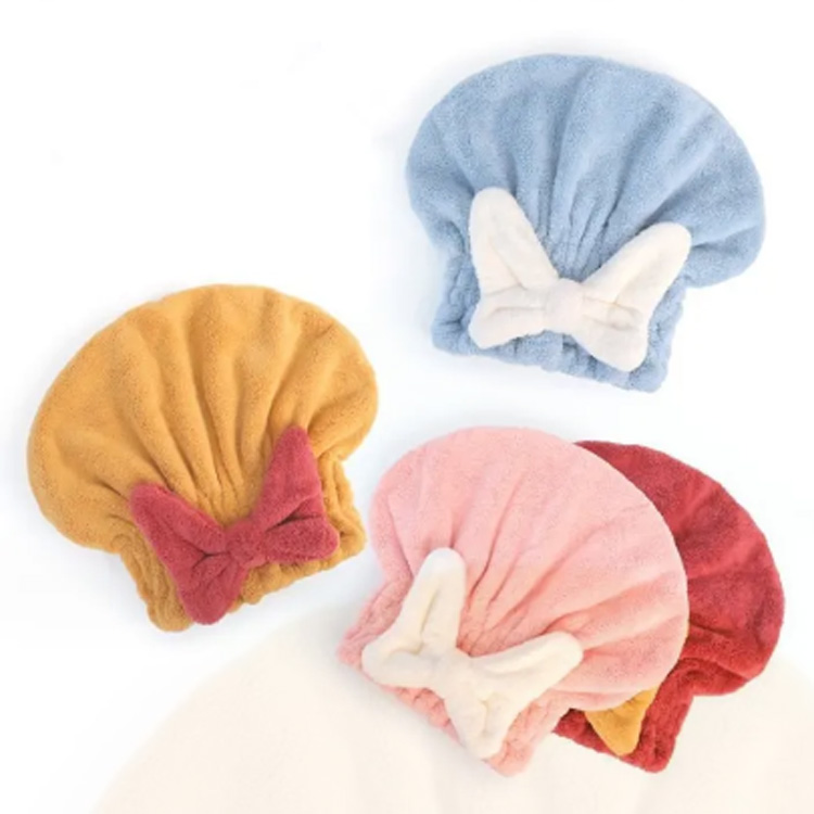 Microfibra de secado para el cabello con turbante para el cabello de la ducha de nudo de arco