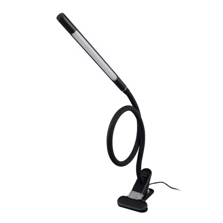 Lámpara moderna con clip para escritorio, mesita de noche, USB, LED, lámpara de mesa flexible