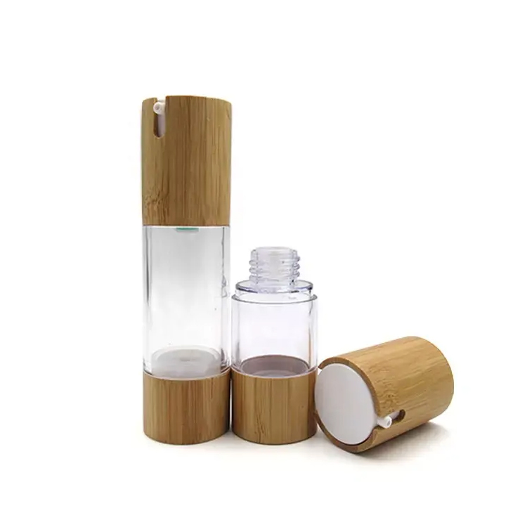 Naturaleza Bottación de loción de plástico de bambú Bottación sin aire