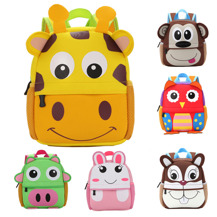 Mochilas escolares de neopreno Mochila de dibujos animados para niños de jardín de infantes