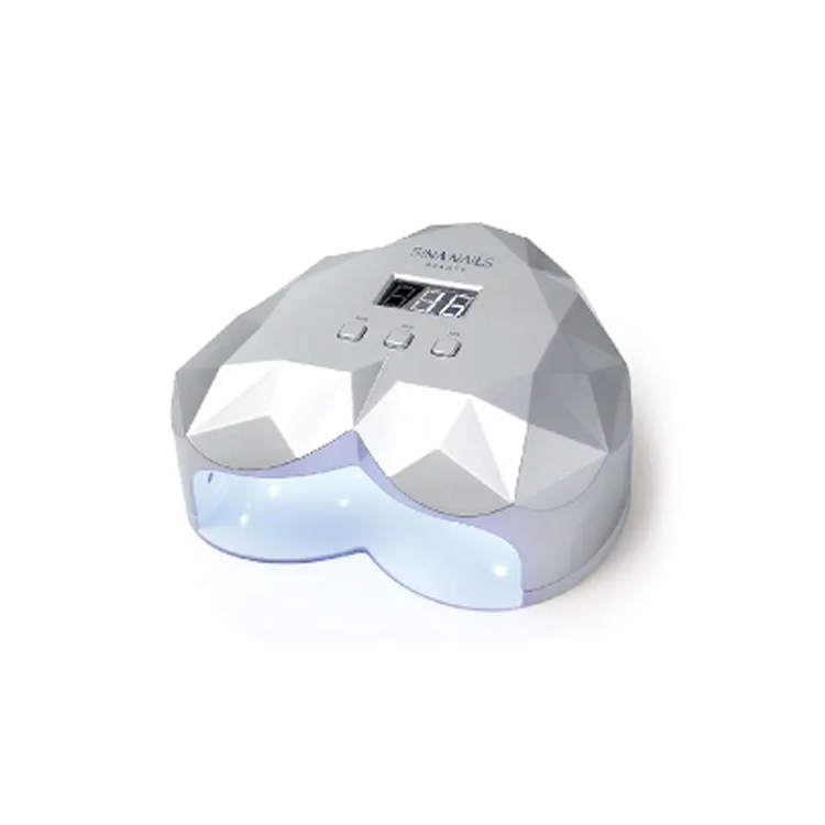 Nueva lámpara de uñas LED UV de forma blanca y plateada de corazón blanco y plateado