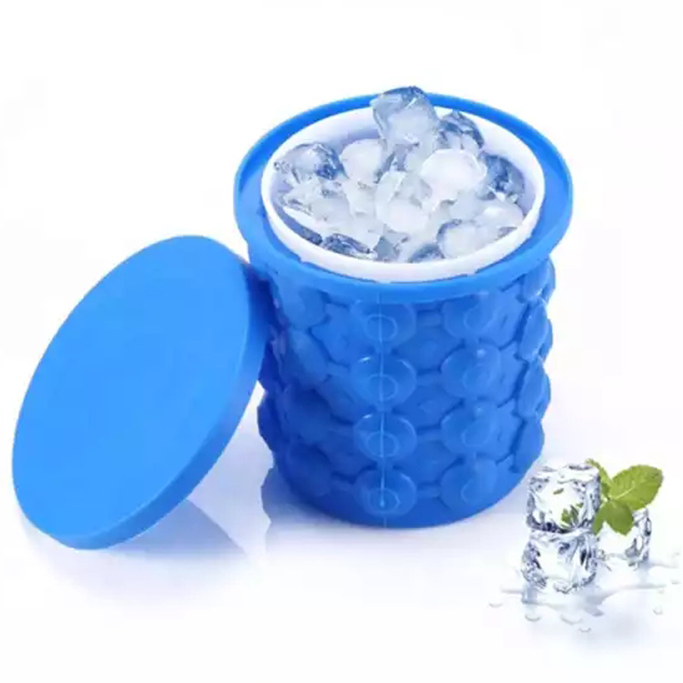 Cubo portátil de silicona para hacer cubitos de hielo con tapa