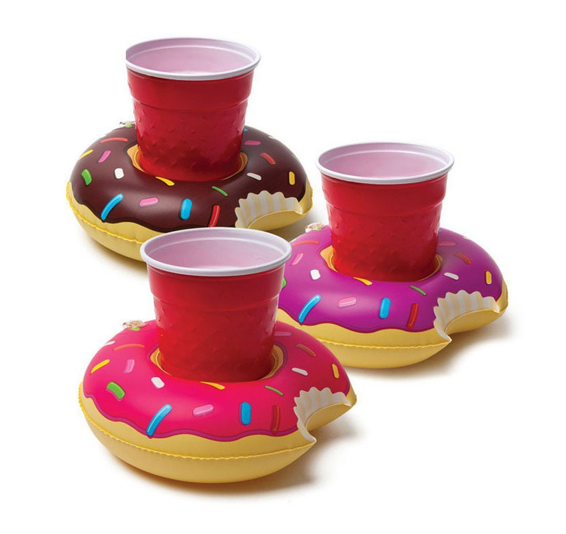 Portavasos de rosquilla inflable flotante de PVC