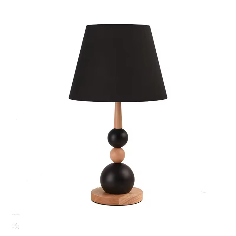 Lámpara de mesa minimalista con mesita de noche de madera retro Simply Black Ball