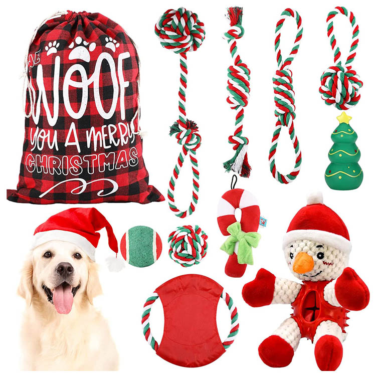 Squeaky Rope Stocking Stuffers Regalos de Navidad para perros