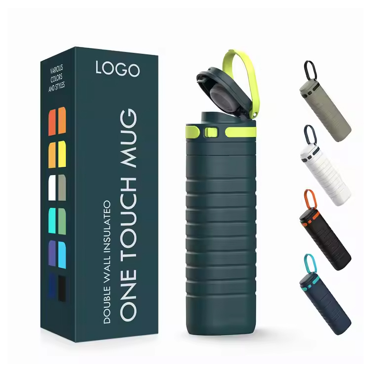 Taza de viaje aislada al vacío de acero inoxidable con tapa táctil de 500 ml